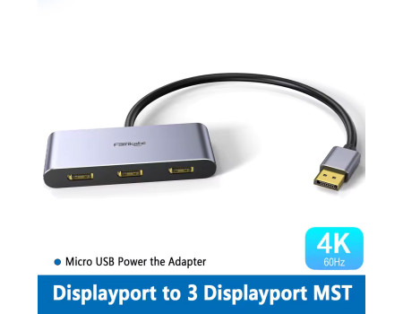 Розгалужувач DisplayPort на 3 монітори DP 1.4 MST спліттер 4k 60hz для Windows