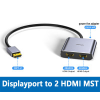 Розгалужувач DisplayPort - 2 HDMI для 2 моніторів 4k 60hz Splitter адаптер MST