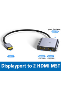 Розгалужувач DisplayPort - 2 HDMI для 2 моніторів 4k 60hz Splitter адаптер MST