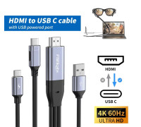 Кабель HDMI-Type-C 4k 60hz для Xbox PS5 Steam Deck Xreal Studio Display 2.5 м