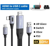 Кабель HDMI to Type-C 4k 60hz 90° для Xbox PS5 Steam Deck Nreal Xreal RayNeo 2.5 м