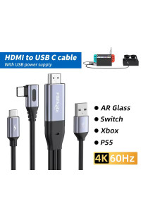 Кабель HDMI to Type-C 4k 60hz 90° для Xbox PS5 Steam Deck Nreal Xreal RayNeo 2.5 м