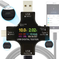 Цветной USB тестер J7-С, с поддержкой Type-C и Micro USB 3.6-32V 5.1А 