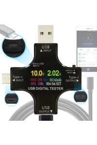 Кольоровий USB тестер J7-С, з підтримкою Type-C та Micro USB 3.6-32V 5.1А
