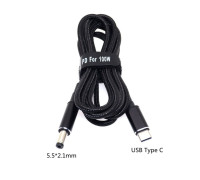 Кабель с PD триггером для ноутбука 100W 5A USB-C PD DC 5.5*2.1 18.5V-20V 1.8 метра