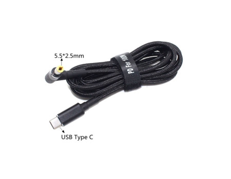 Кабель с триггером для ноутбука Type-C PD 100W DC 5.5*2.5 мм 18.5V-20V 1.8 метра