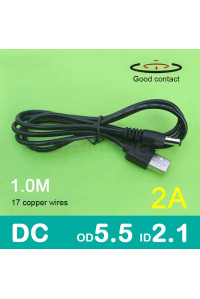 Кабель USB DC 5.5 мм * 2.1 мм 2A 1 м
