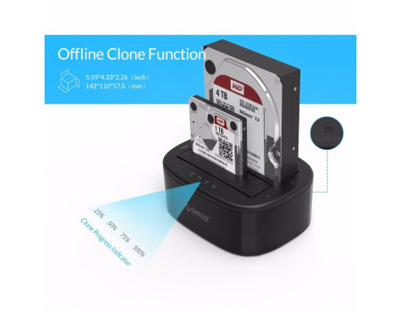 Станция для двух HDD/SSD 2.5" 3.5" ORICO 6228US3-C (клонирование)