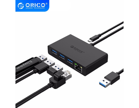  USB Ethernet адаптер Gigabit + хаб USB 3.0 Orico (G11-3UR)