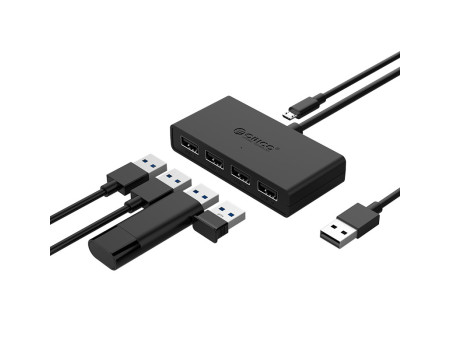Хаб USB 2.0 ORICO G11-H4U2-BK с поддержкой доп. питания OTG