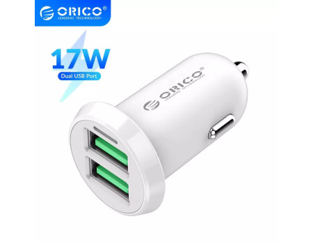 Автомобільний зарядний пристрій для телефону Orico 2 USB 3.4А 17w White