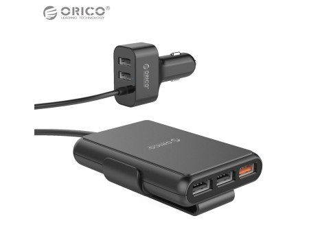 Автозарядний пристрій з подовжувачем 5 портів, Qc3.0 52w Orico Ucp-5p-bk