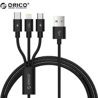 Кабель 3 в 1 Type-C-Micro USB-Lightning ORICO UTS12-BK 1.2 м 