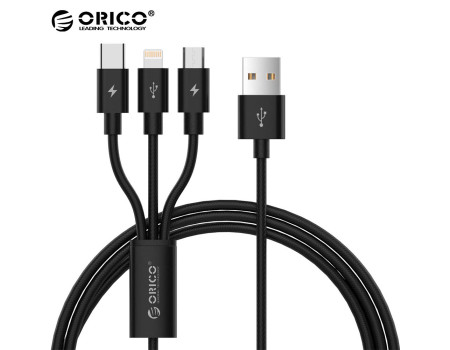 Кабель 3 в 1 Type-C-Micro USB-Lightning ORICO UTS12-BK 1.2 метра 