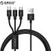 Кабель 3 в 1 Type-C-Micro USB-Lightning ORICO UTS12-BK 1.2 метра 