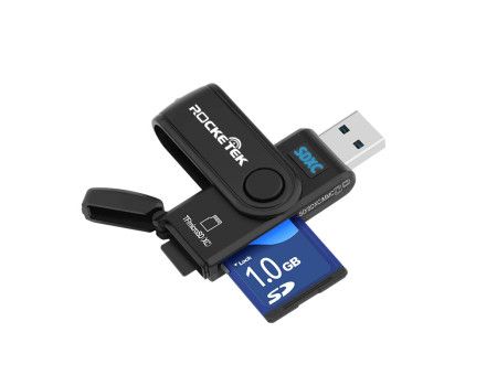 USB картрідер 3.0 2 в 1 Sd/microsd Rocketek Rt-cr5bk одночасна робота 2 карт