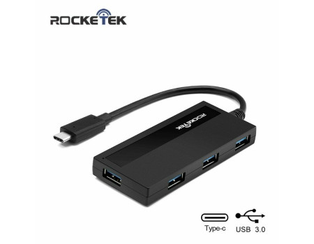 Хаб USB 3.0 TYPE-C Rocketek Rthc4p з підтримкою дод. живлення