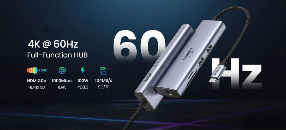 Хаб для Макбука 7-в-1 Ugreen 4k 60hz