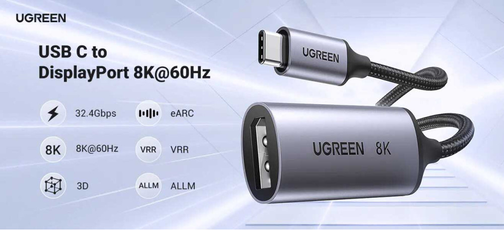 Перехідник USB-C DisplayPort 1.4 8k 60hz
