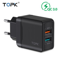 Зарядное устройство для телефона TOPK B244Q 2U BK 28W QC 3.0