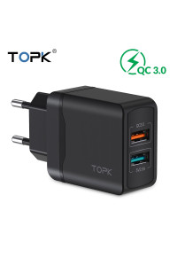 Зарядний пристрій для телефона TOPK B244Q 2U BK 28W QC 3.0