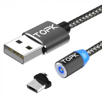 Магнитный кабель Micro USB TOPK R-Line1 Gray