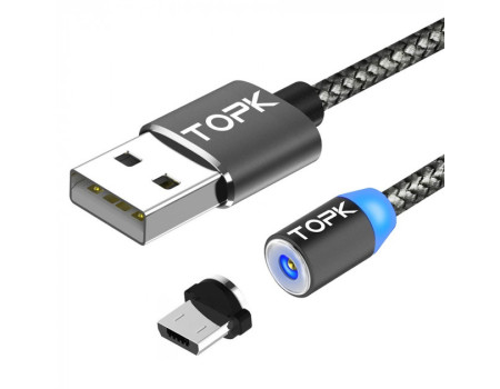 Магнитный кабель Micro USB TOPK R-Line1 Gray