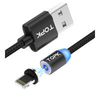 Магнитный кабель Lightning TOPK R-Line2 Black