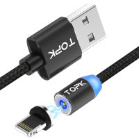 Магнитный кабель Lightning TOPK R-Line2 Black