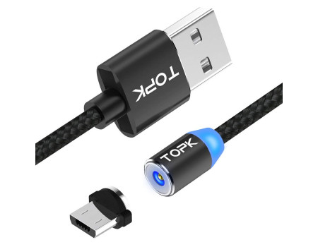 Магнитный кабель Micro USB TOPK R-Line2 Black