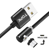Магнитный кабель Micro USB TOPK L-Line 90° Black 