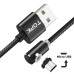 Магнитный кабель Micro USB TOPK L-Line 90° Black 