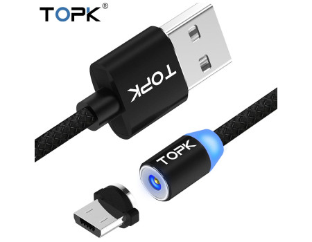 Магнитный кабель TOPK Micro USB R-Line1 Black