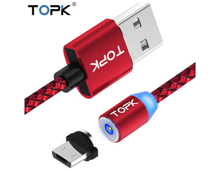 Магнітний кабель TOPK Micro USB R-Line1 Red