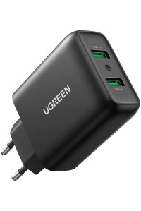 Мережевий зарядний пристрій Ugreen Quick Charge 3.0 FCP AFC 36w 2 USB (Ug-10216)