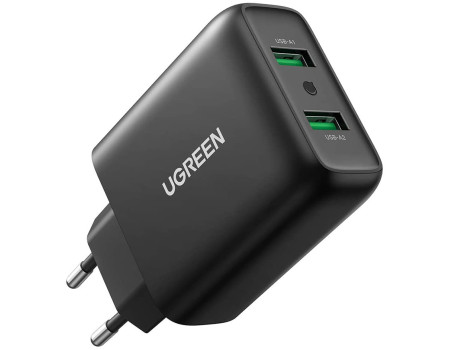 Мережевий зарядний пристрій Ugreen Quick Charge 3.0 FCP AFC 36w 2 USB (Ug-10216)