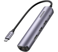 USB-C мини хаб Ugreen 5-в-1 USB 3.0 HDMI 4k 60hz 1 Гбит PD 100W Thunderbolt 5/4/3 (UG-10919)