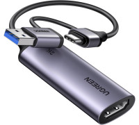 Карта відеозахоплення 2k 30hz Ugreen HDMI USB 3.0-A та USB-C 4k 30hz (UG-15389)
