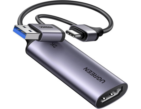  Карта видеозахвата 2k 30hz Ugreen HDMI USB 3.0-A и USB-C 4k 30hz (UG-15389)