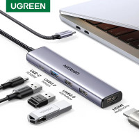 USB хаб для ноутбука Ugreen Ultra Slim 5-в-1 4K Type-C 100W PD 3.0 (UG-15495)