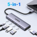 UGREEN USB-C Hub 5-в-1 4k 60hz HDMI 100W PD 3 USB-A 3.0 для MacBook Pro/Air (UG-15597)