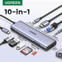 USB хаб для ноутбука Ugreen 10-в-1 4K HDMI VGA 1Gb Ethernet PD 100W USB 3.0 (UG-15601)