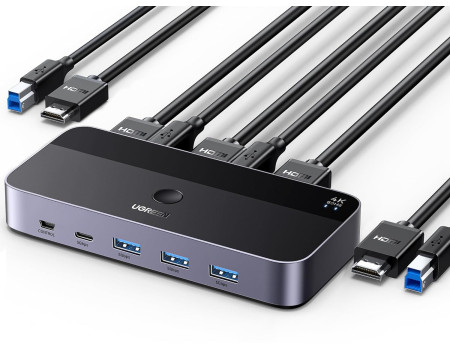 UGREEN USB 3.0 Switch HDMI 4k 60hz 2k 120hz 1080P 120hz перемикач для 2 комп'ютерів (UG-15707)
