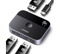 Переключатель DisplayPort 1.4 Switch DP Ugreen 2 в 1 Двунаправленный 8k 30hz 4k 240hz (UG-15708)