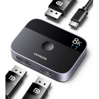 Переключатель DisplayPort 1.4 Switch DP Ugreen 2 в 1 Двунаправленный 8k 30hz 4k 240hz (UG-15708)