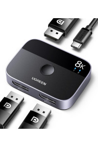 Переключатель DisplayPort 1.4 Switch DP Ugreen 2 в 1 Двунаправленный 8k 30hz 4k 240hz (UG-15708)