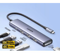 Хаб Type-C Displayport Thunderbolt 4 DP 8k 60hz 4k 240hz 165hz 144hz 5 в 1 Ugreen (UG-15905)