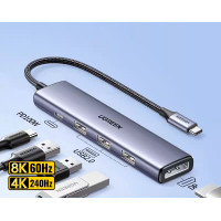 Хаб Type-C Displayport Thunderbolt 4 DP 8k 60hz 4k 240hz 165hz 144hz 5 в 1 Ugreen (UG-15905)