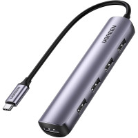 Ugreen USB-C мини хаб 5-в-1 4 USB 3.0 HDMI 4K для MacBook Air Pro M4 M3 (UG-CM417)