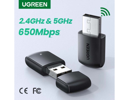 USB Wi-Fi адаптер для компьютера и ноутбука Ugreen 650 Мбит/с 2.4 ГГц & 5 ГГц